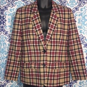 Pendleton Plaid Blazer Black Lined Virgin Wool